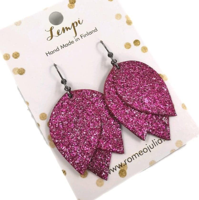 LEMPI earrings, Tulip (fuchsia pink multicolor glitter)