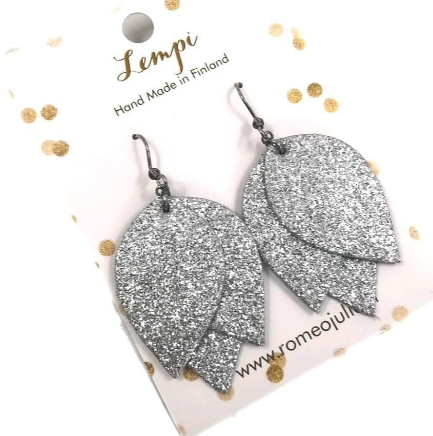 LEMPI earrings, Tulip (silver glitter)