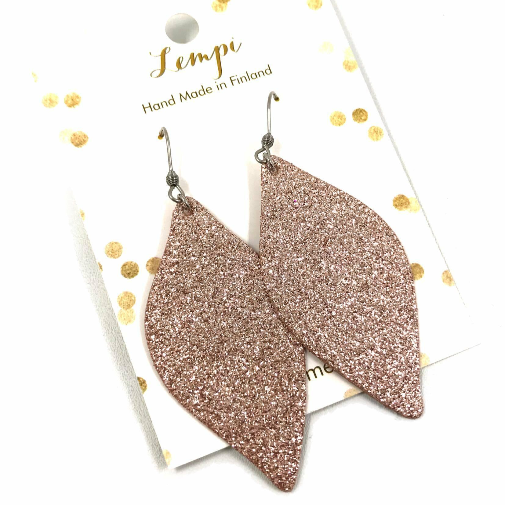 LEMPI earrings, Rose petal (rose gold glitter)