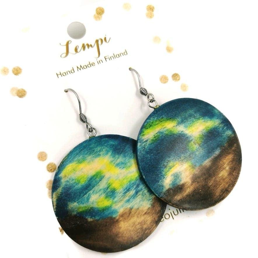 LEMPI earrings, Stormy Sky (birch)