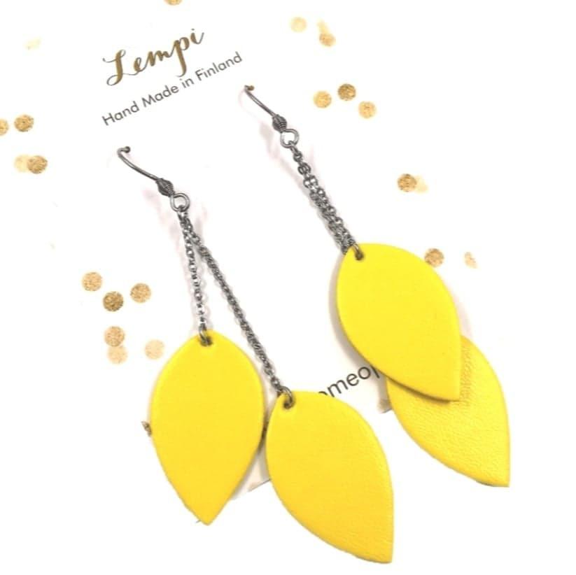 LEMPI earrings, Leaves (yellow, dainty 2-piece)