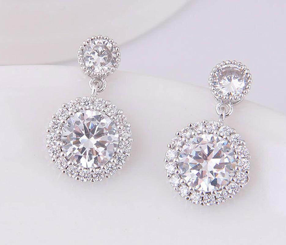 Anniversary earrings, ROMANCE/Classic CZ Earrings in Silver