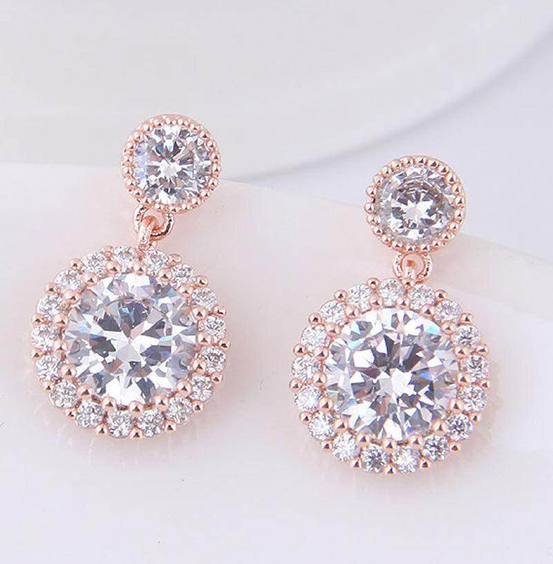 Juhlakorvakorut, ROMANCE/Classic CZ Earrings in Rosegold