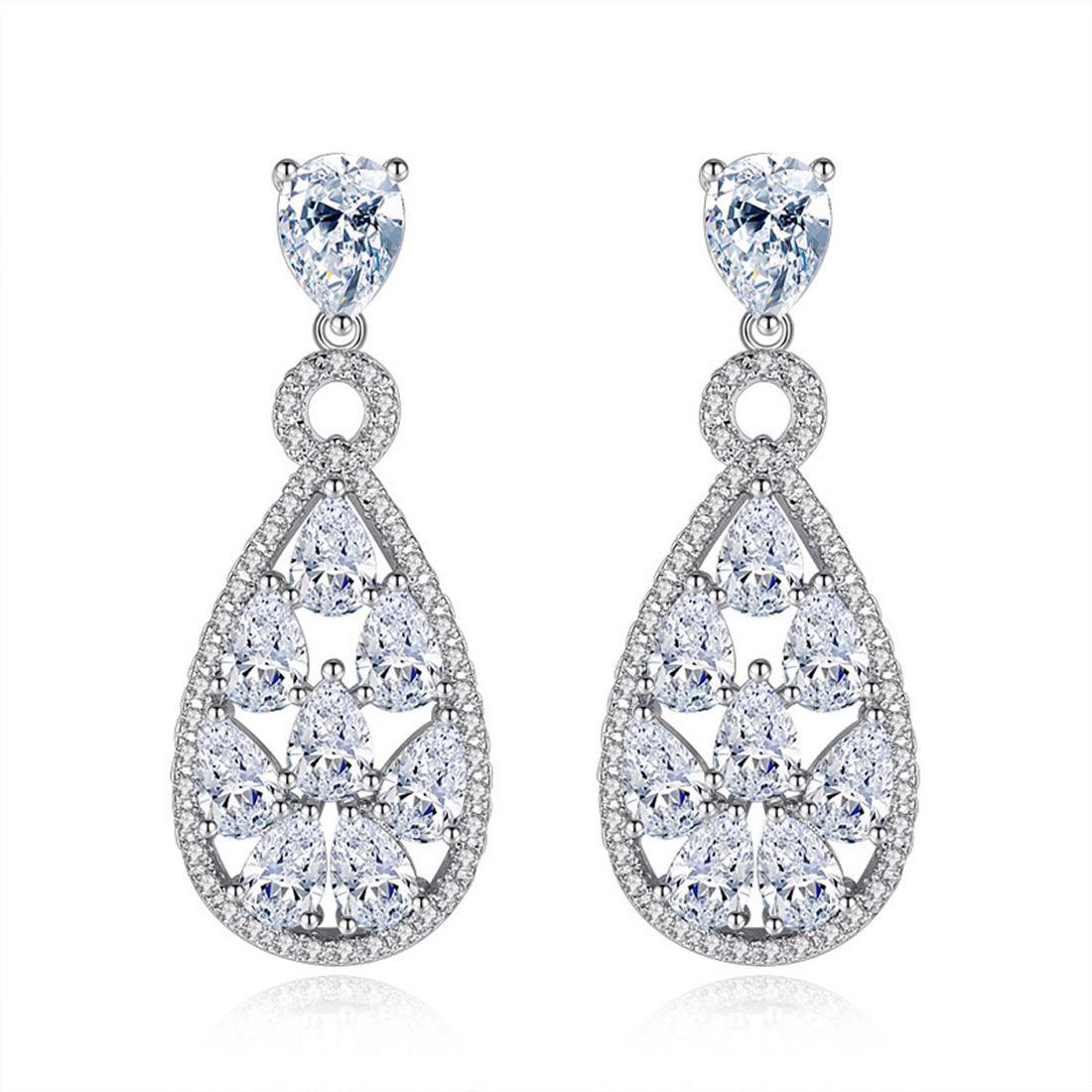 Party earrings, ROMANCE/Luxurious Teardrop Earrings with CZ