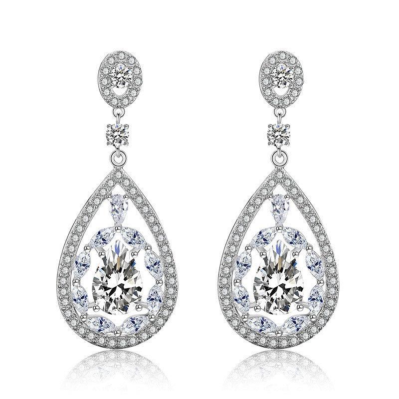 Party earrings, ROMANCE/Gorgeous Teardrop Earrings with CZ