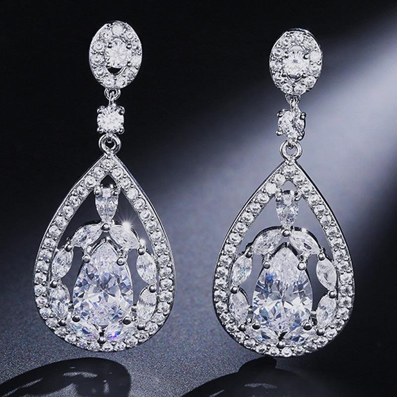 Party earrings, ROMANCE/Gorgeous Teardrop Earrings with CZ