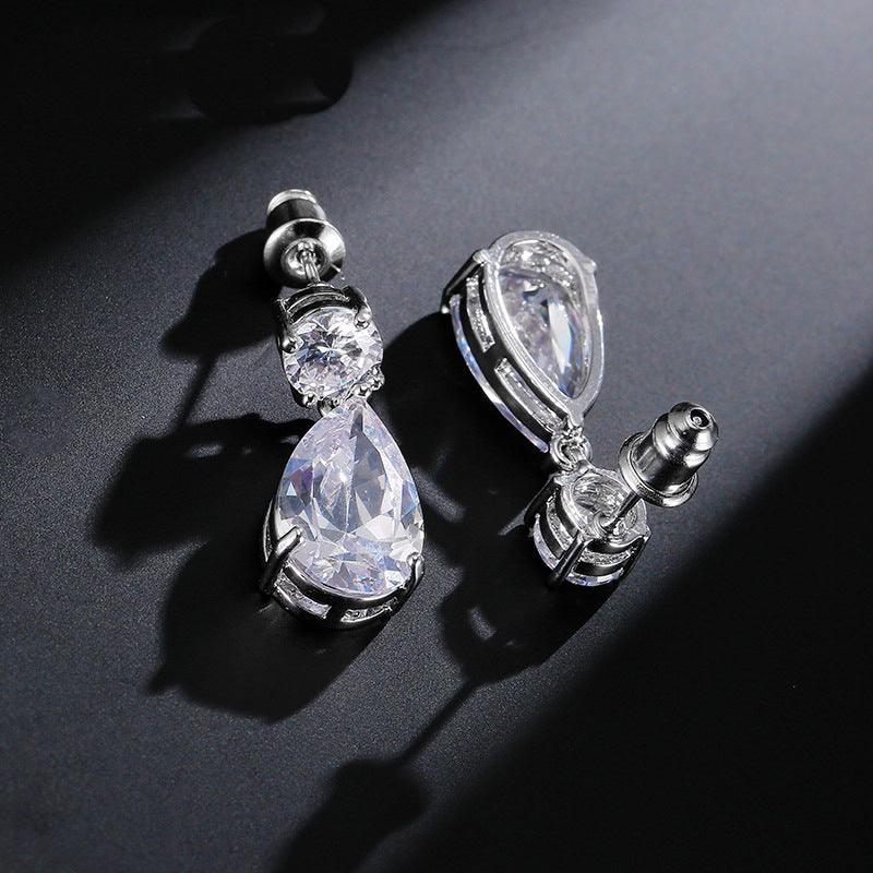 Party earrings, ROMANCE/Simple Teardrop Earrings with CZ