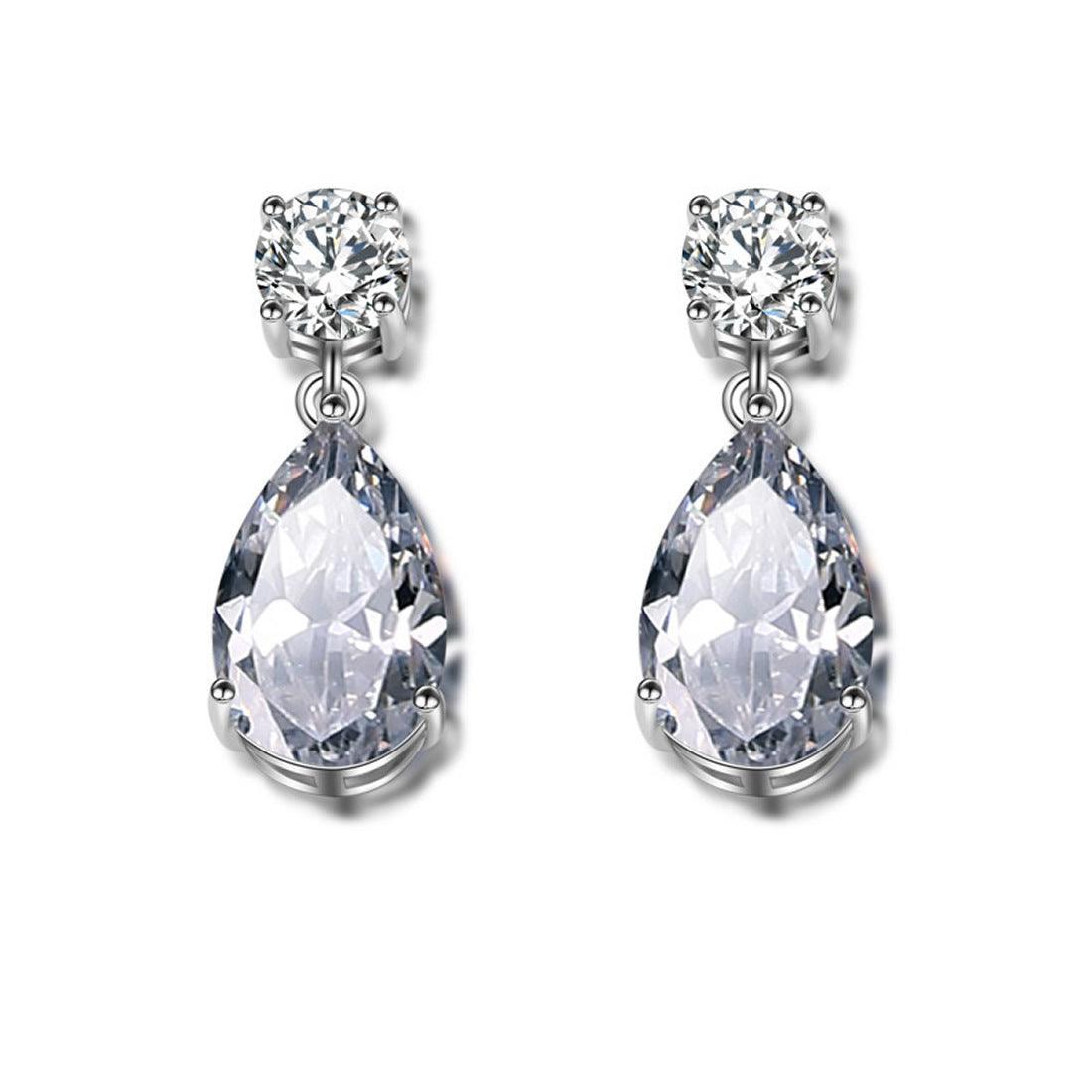 Juhlakorvakorut, ROMANCE/Simple Teardrop Earrings with CZ