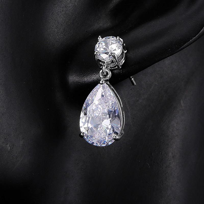 Party earrings, ROMANCE/Simple Teardrop Earrings with CZ