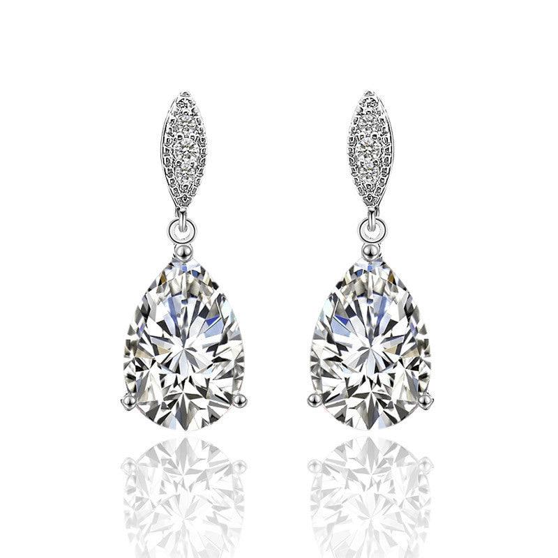 Party earrings, ROMANCE/Graceful Teardrop Earrings with CZ