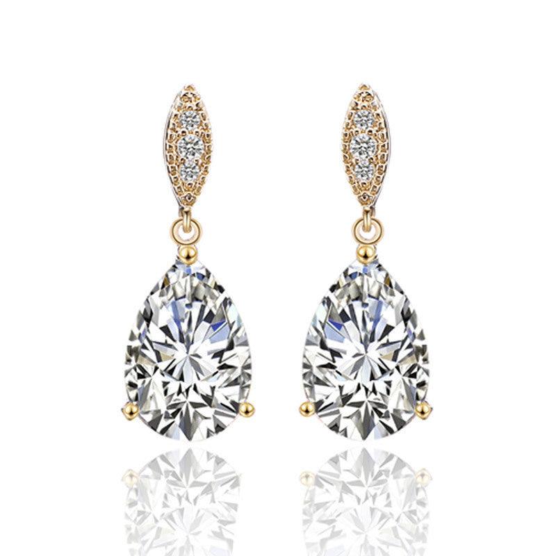 Party earrings, ROMANCE/Graceful Teardrop Earrings with CZ (G)