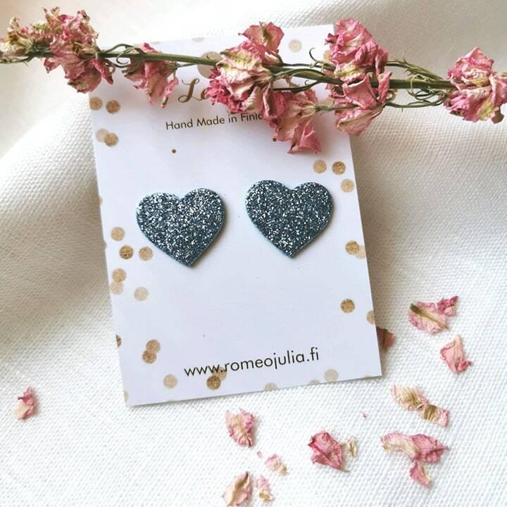 LEMPI earrings, Lempi (light blue glitter, tiny heart)