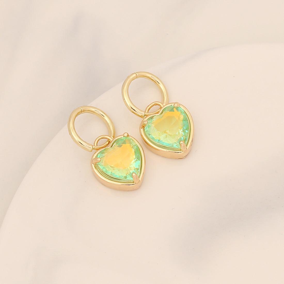 FRENCH RIVIERA | Mi Amor - shimmering heart earrings (lime green)