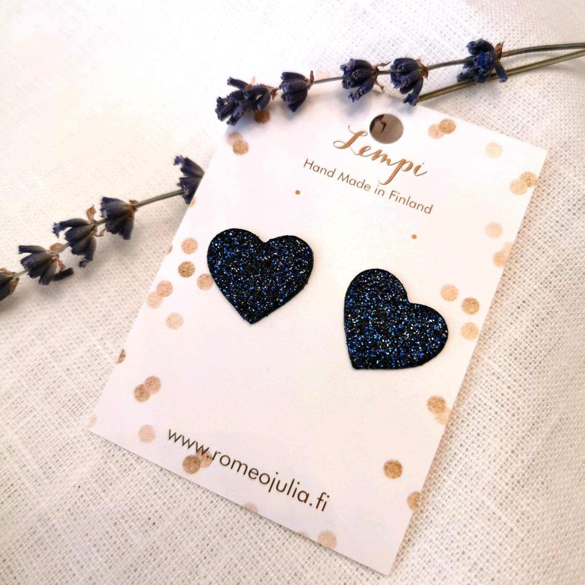 LEMPI earrings, Lempi (dark blue glitter, tiny heart)