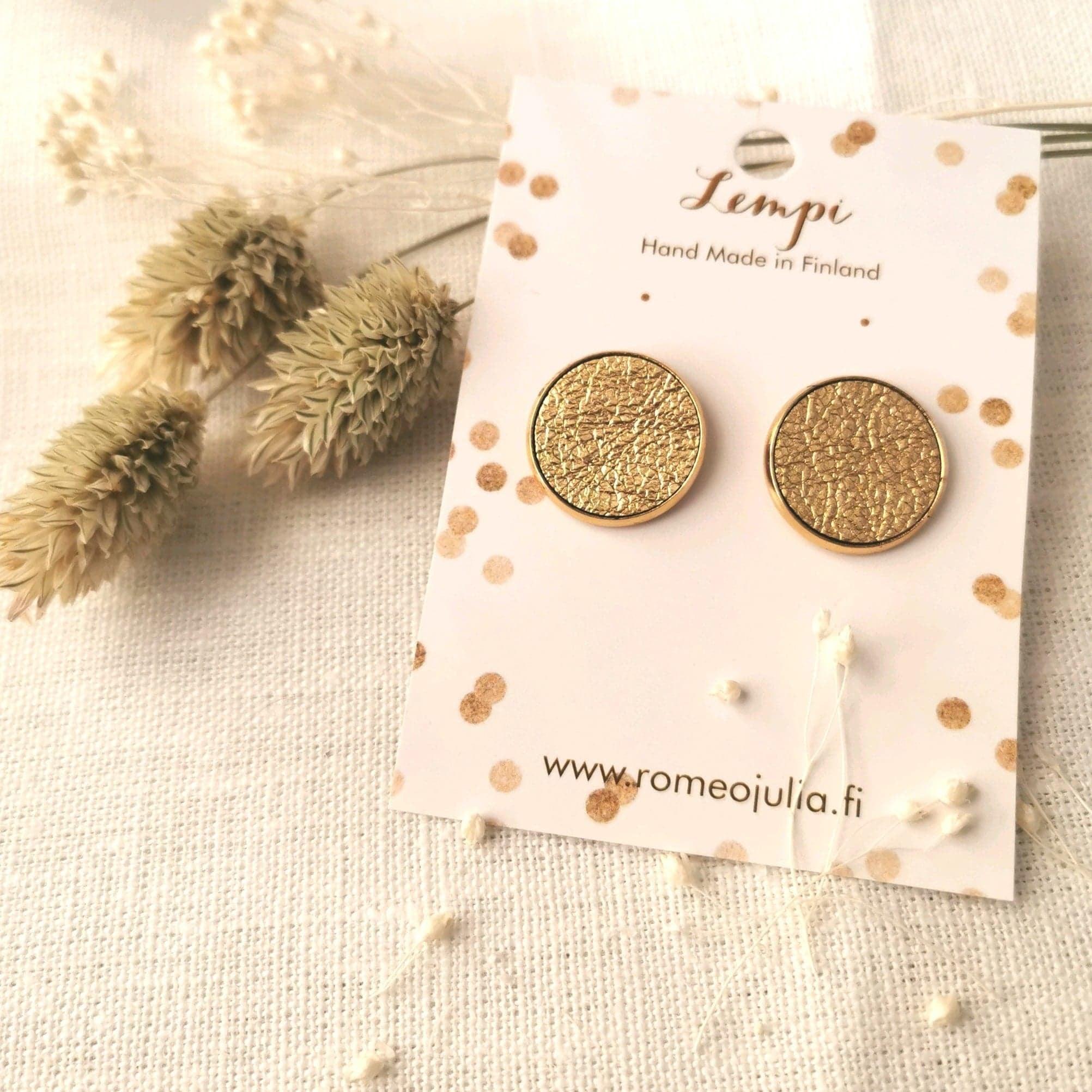 LEMPI earrings, Veera (gold, leather, M)