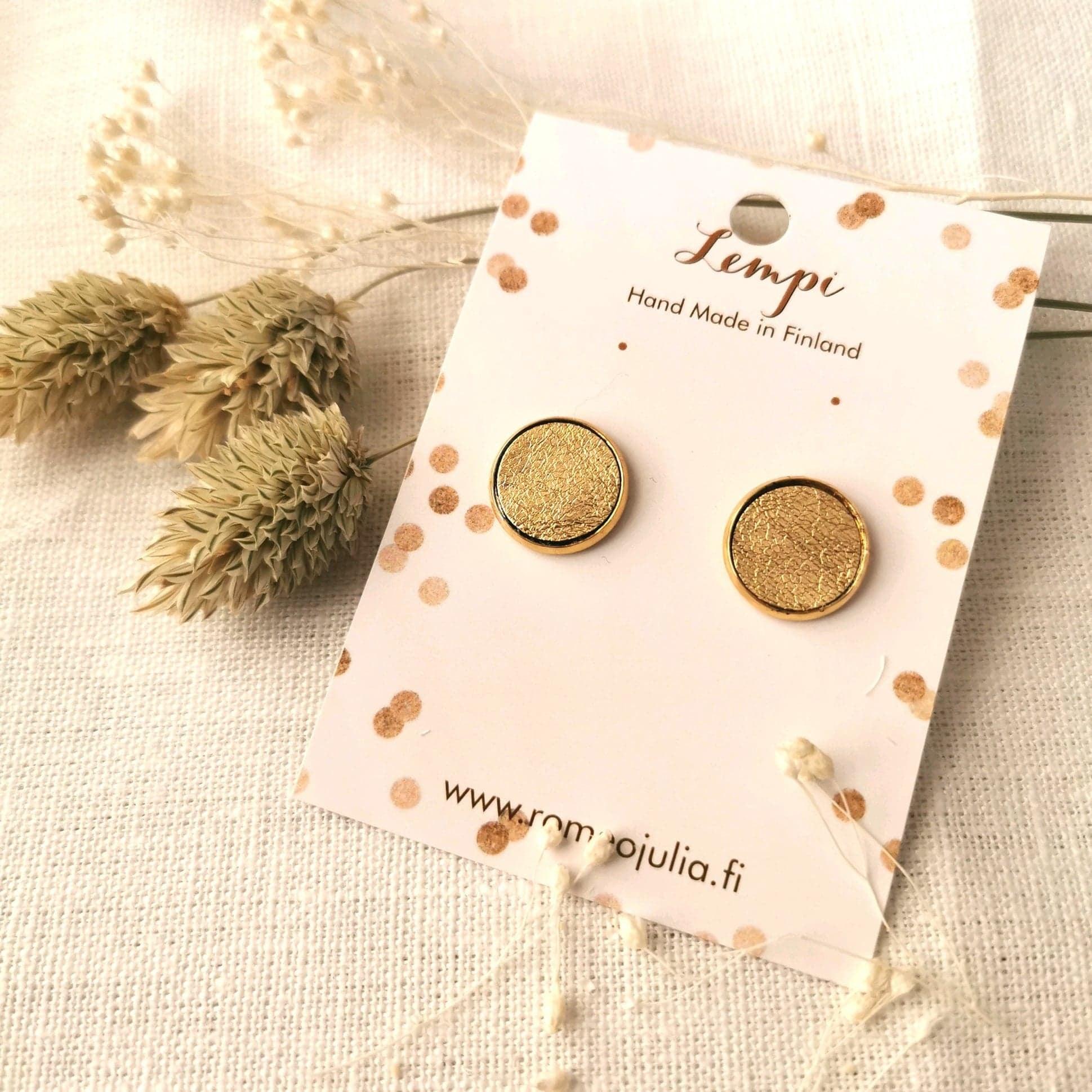 LEMPI earrings, Veera (gold, leather, S)