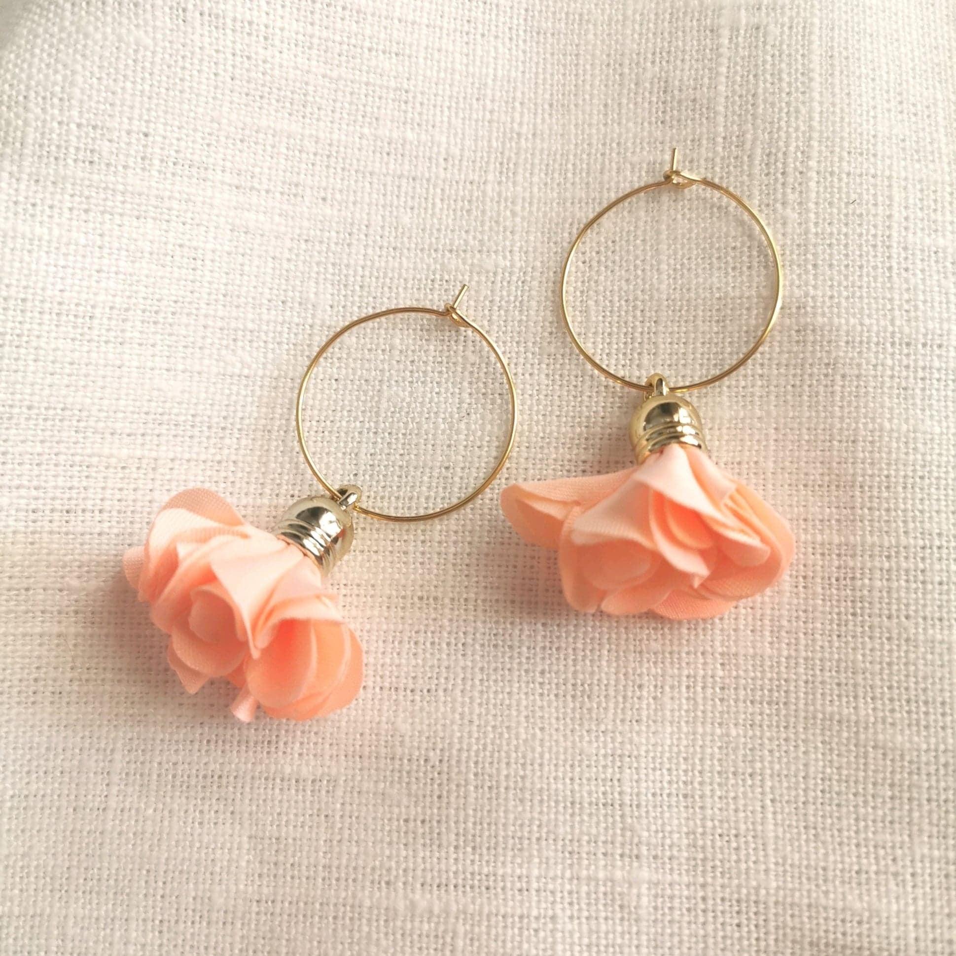 2 in 1 earrings, Daisy (peach)