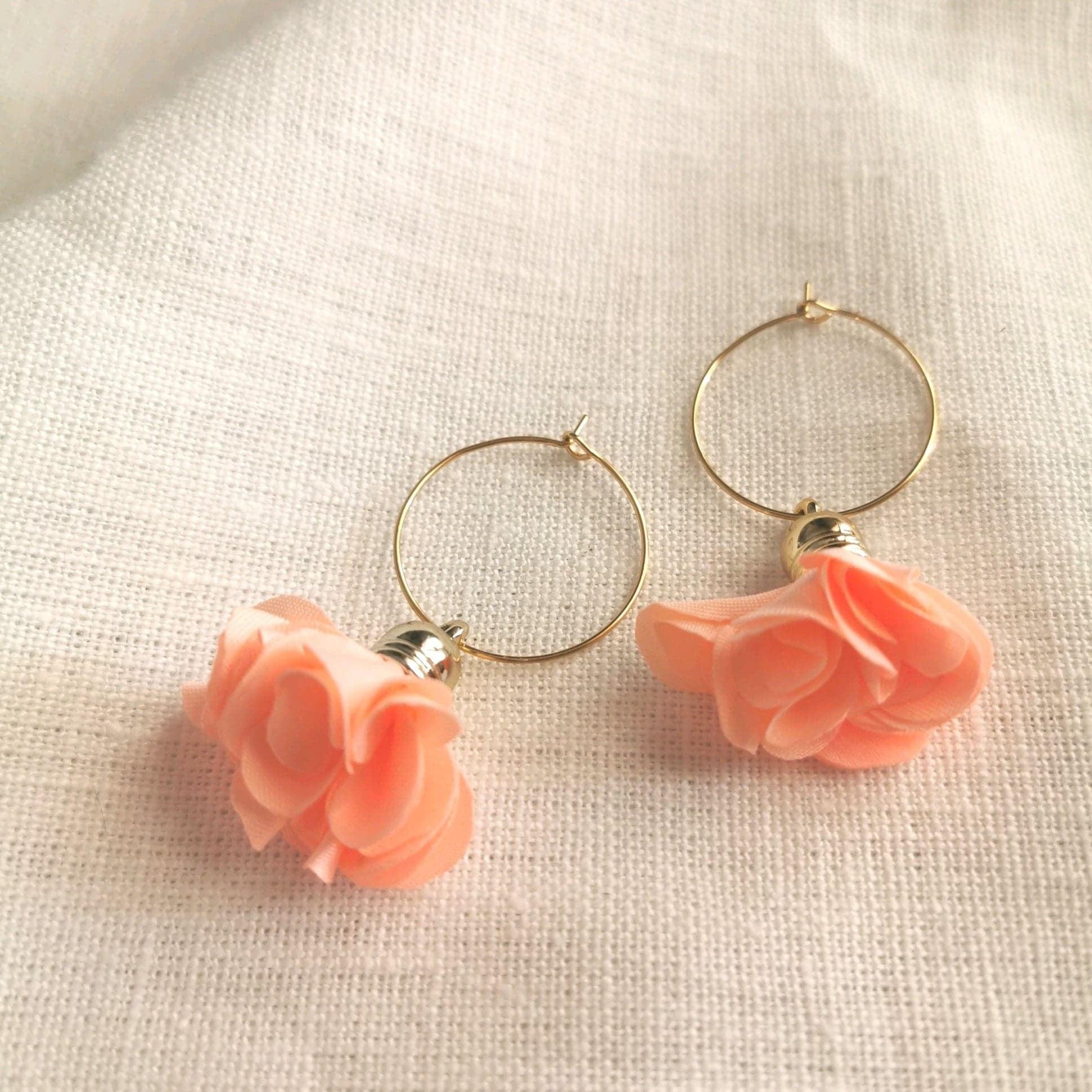 2 in 1 earrings, Daisy (peach)