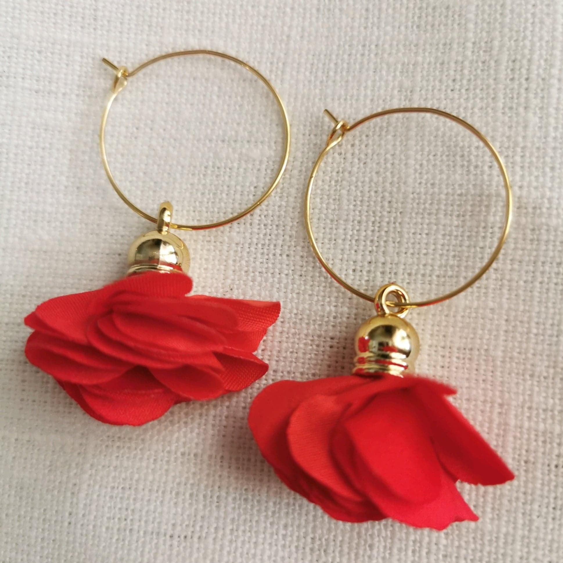 2 in 1 earrings, Daisy (red)