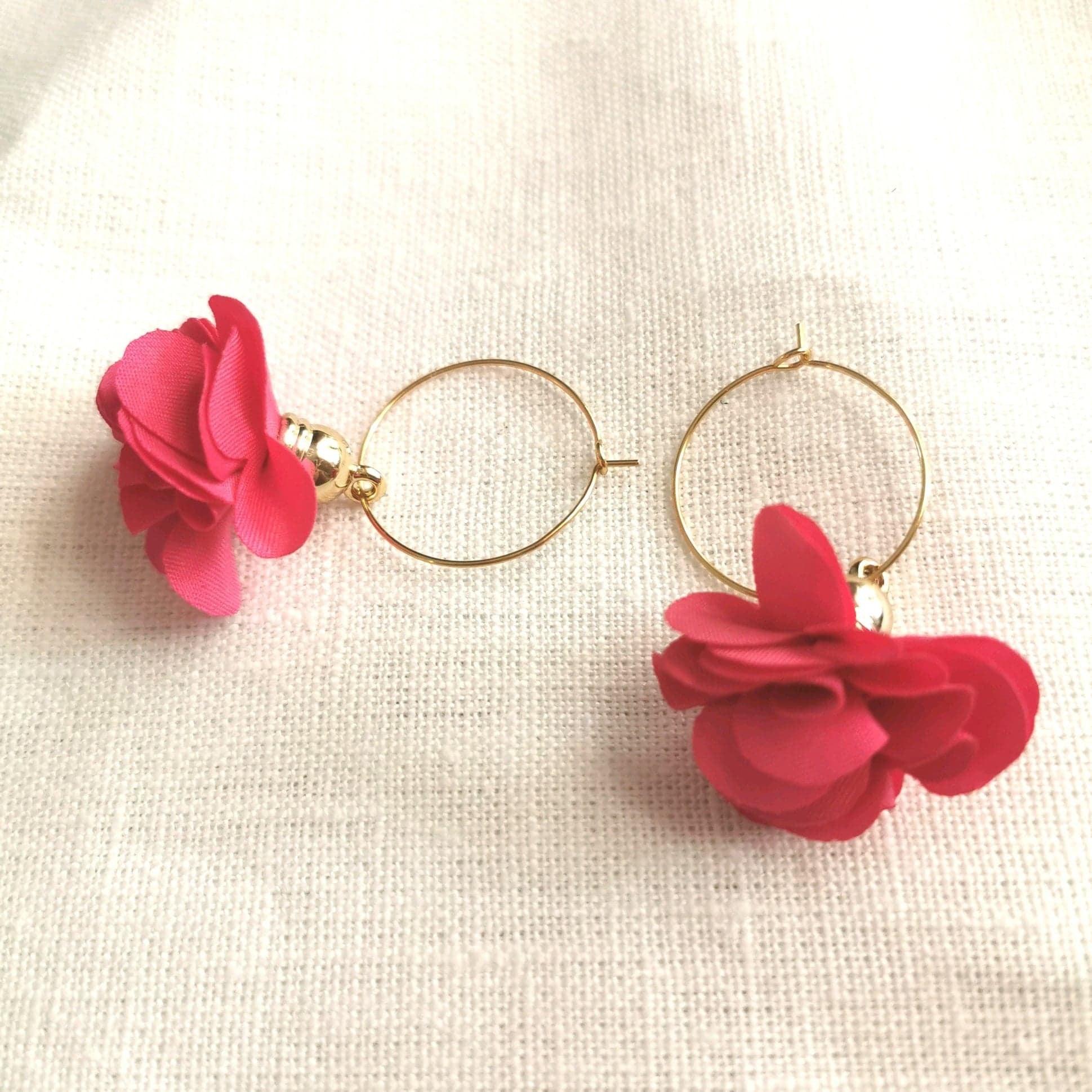 2 in 1 earrings, Daisy (pink)