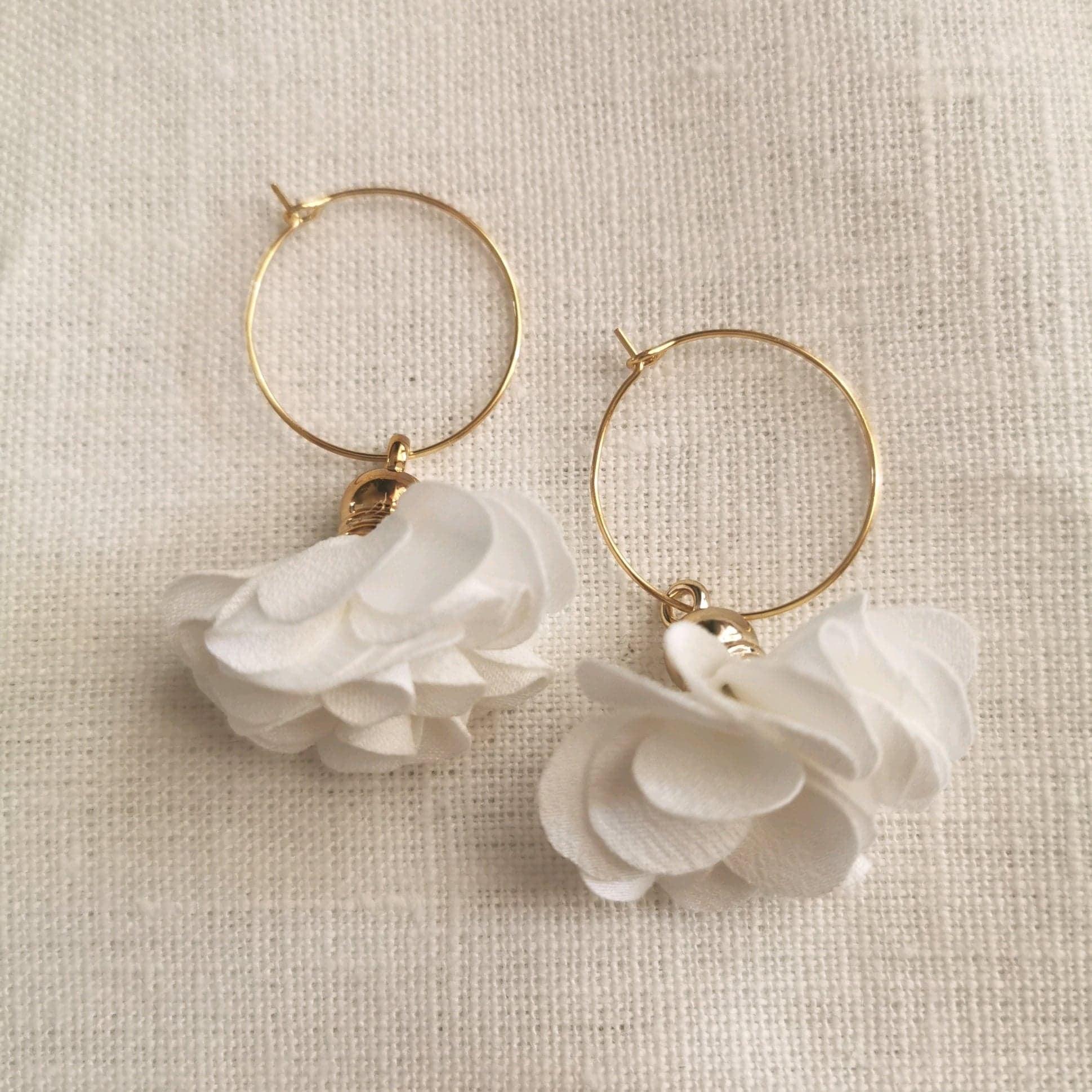 2 in 1 earrings, Daisy (white)