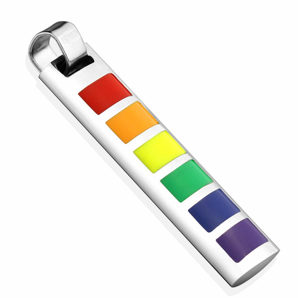 Surgical steel pendant, Rainbow Squares Enamel Stainless Steel Pendant