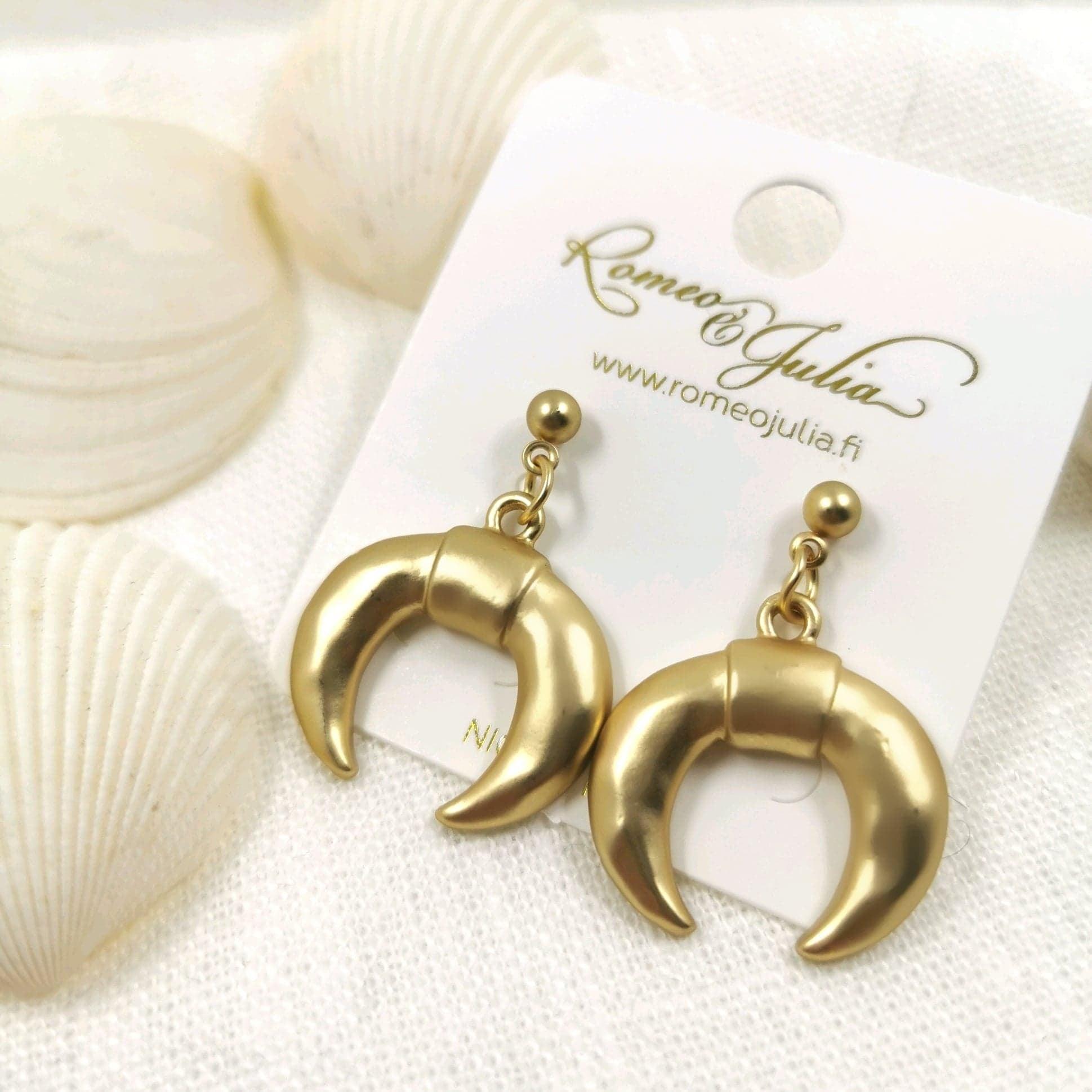 Earrings, Small Gold Horn Earrings