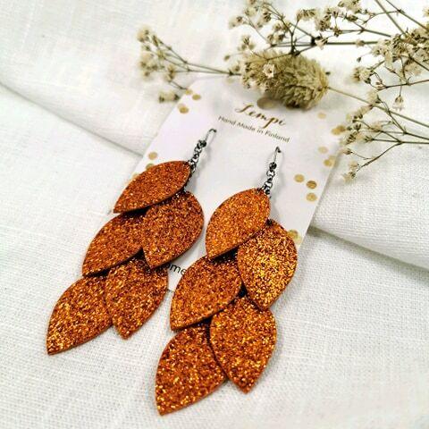 LEMPI earrings, Grain (orange glitter)