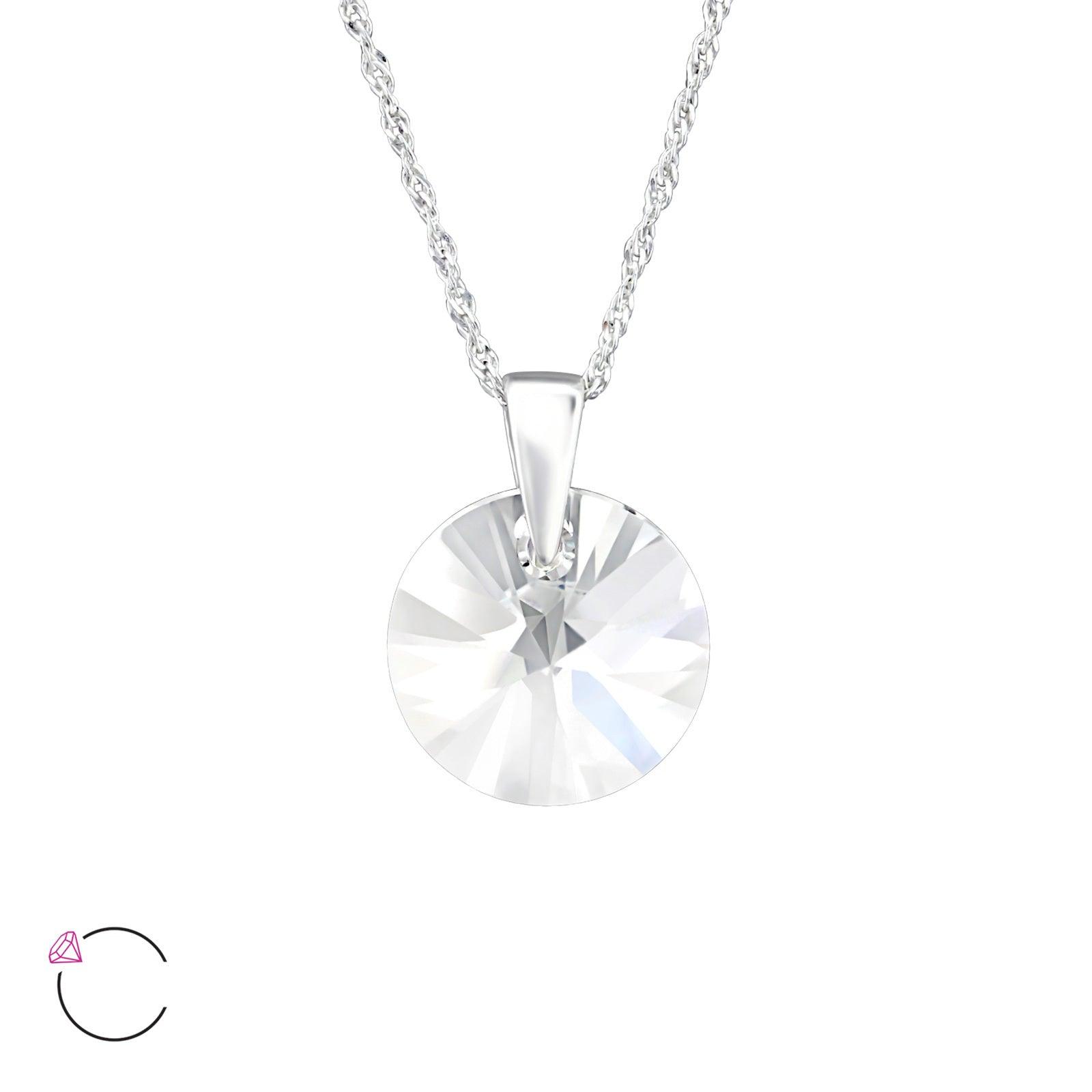 Silver necklace, LA CRYSTALE, Round Clear Crystal