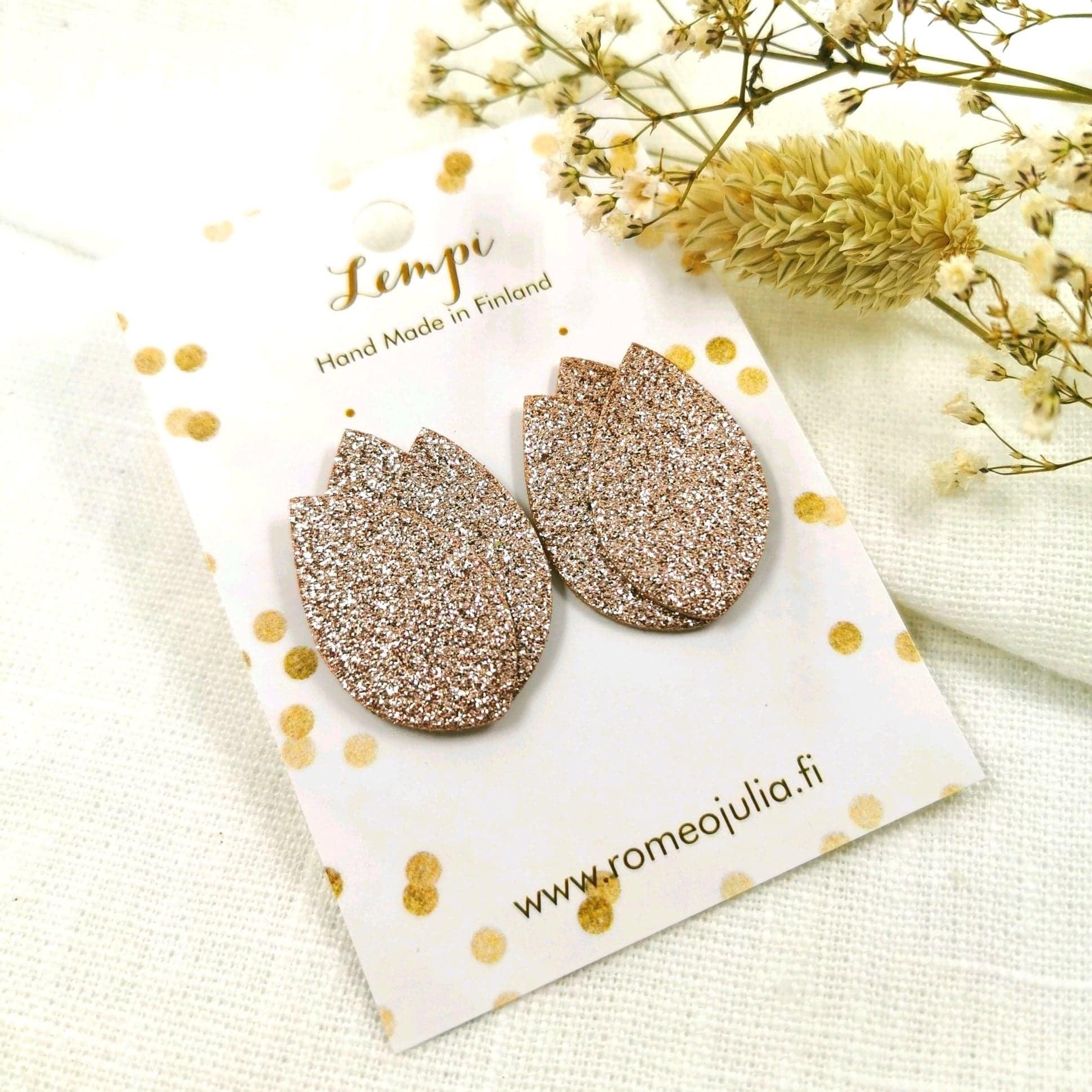 LEMPI earrings, Tulip (rose gold glitter)