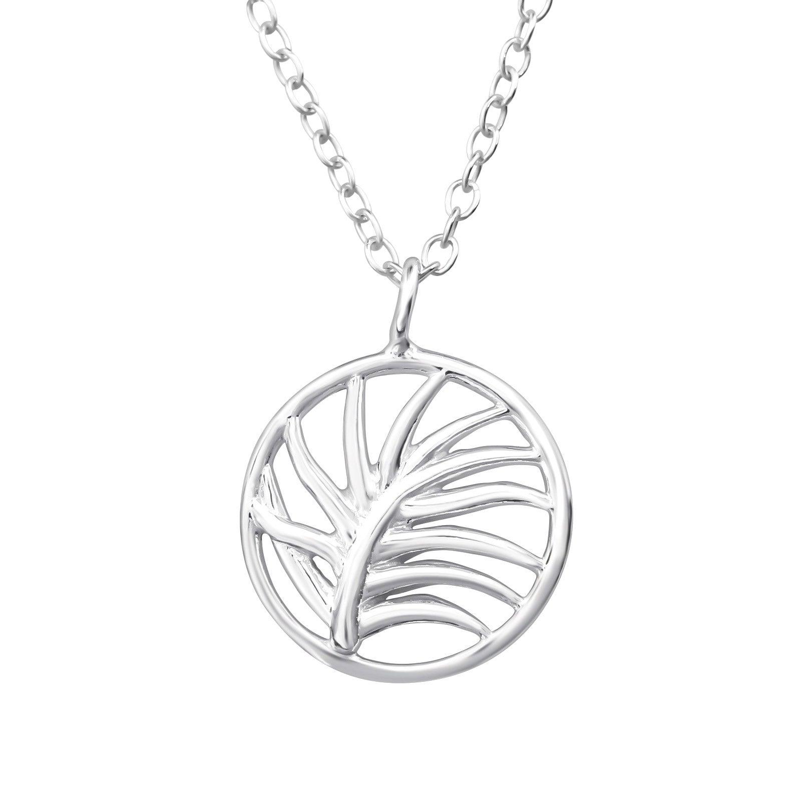 Silver necklace, Round Palm Tree Necklace