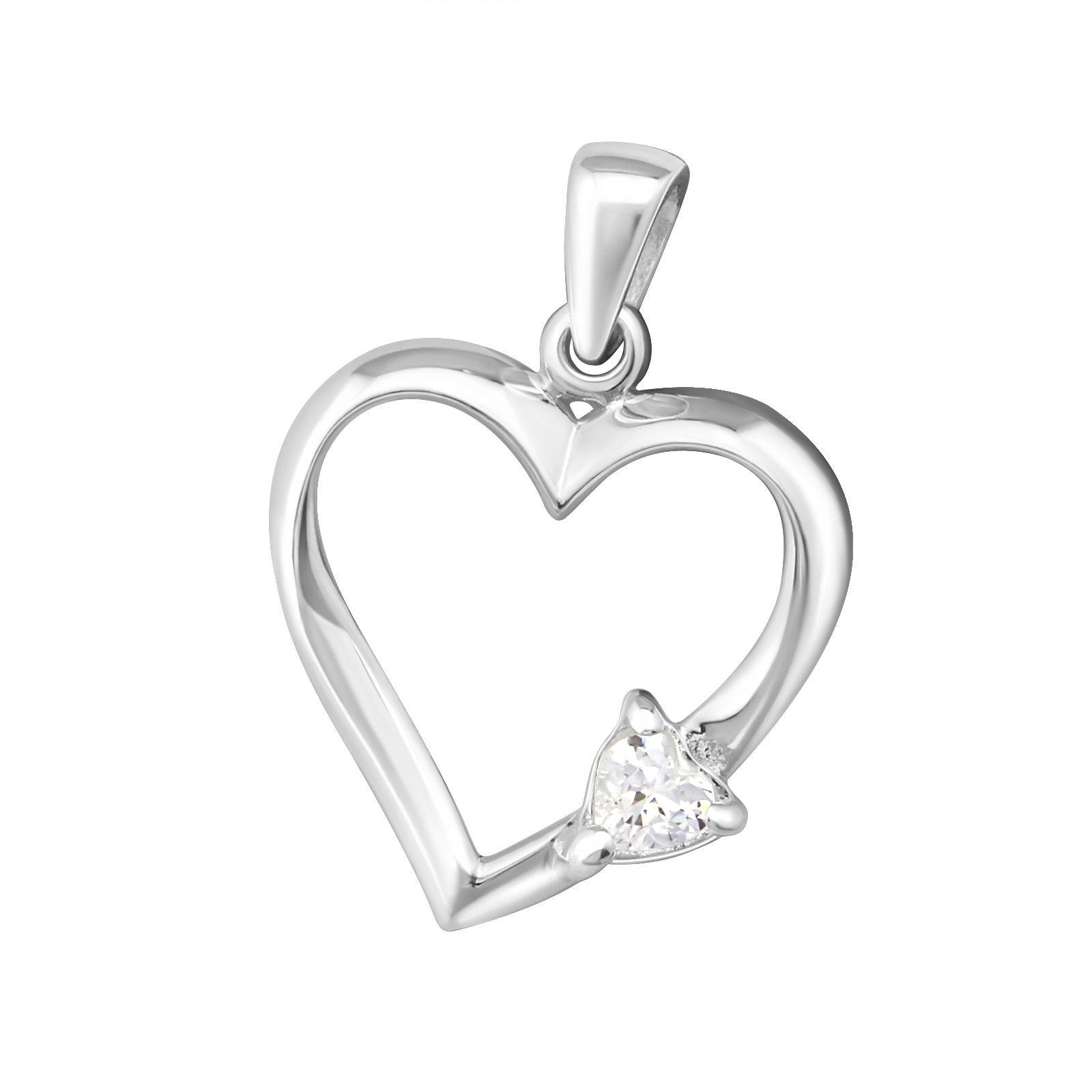 Silver pendant, Luxurious Heart Pendant with CZ