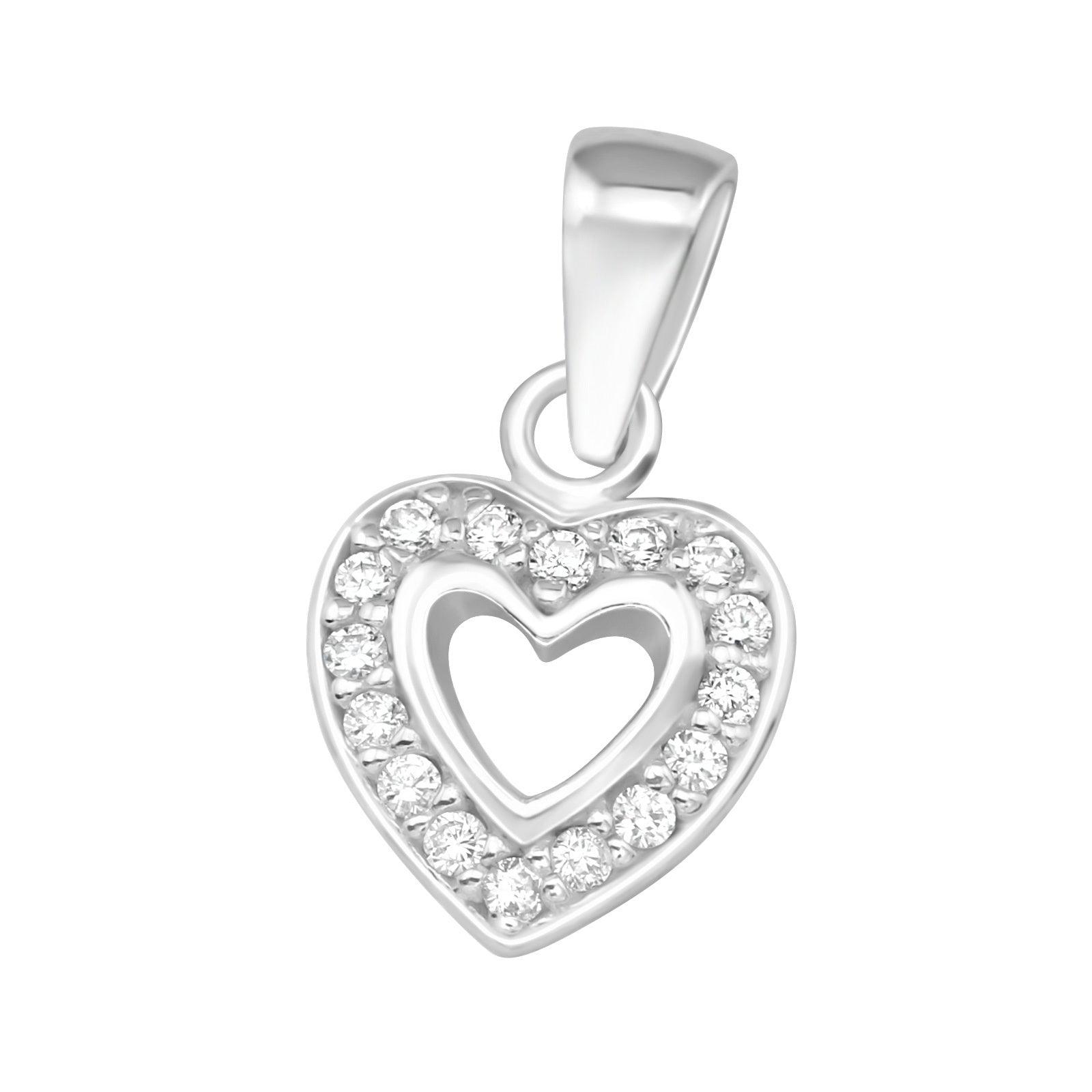 Silver pendant, Romantic Heart Pendant with CZ