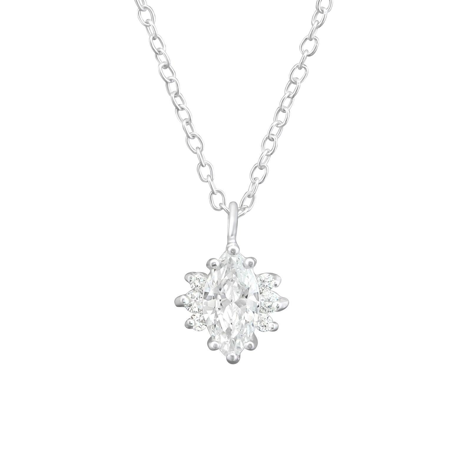 Silver necklace, Pretty Clear CZ Necklace