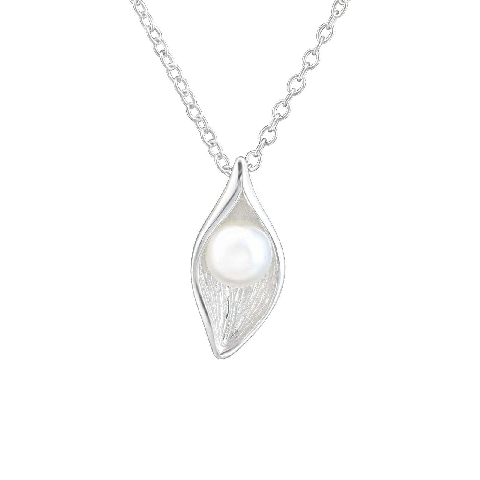 Silver necklace, Calla Lily