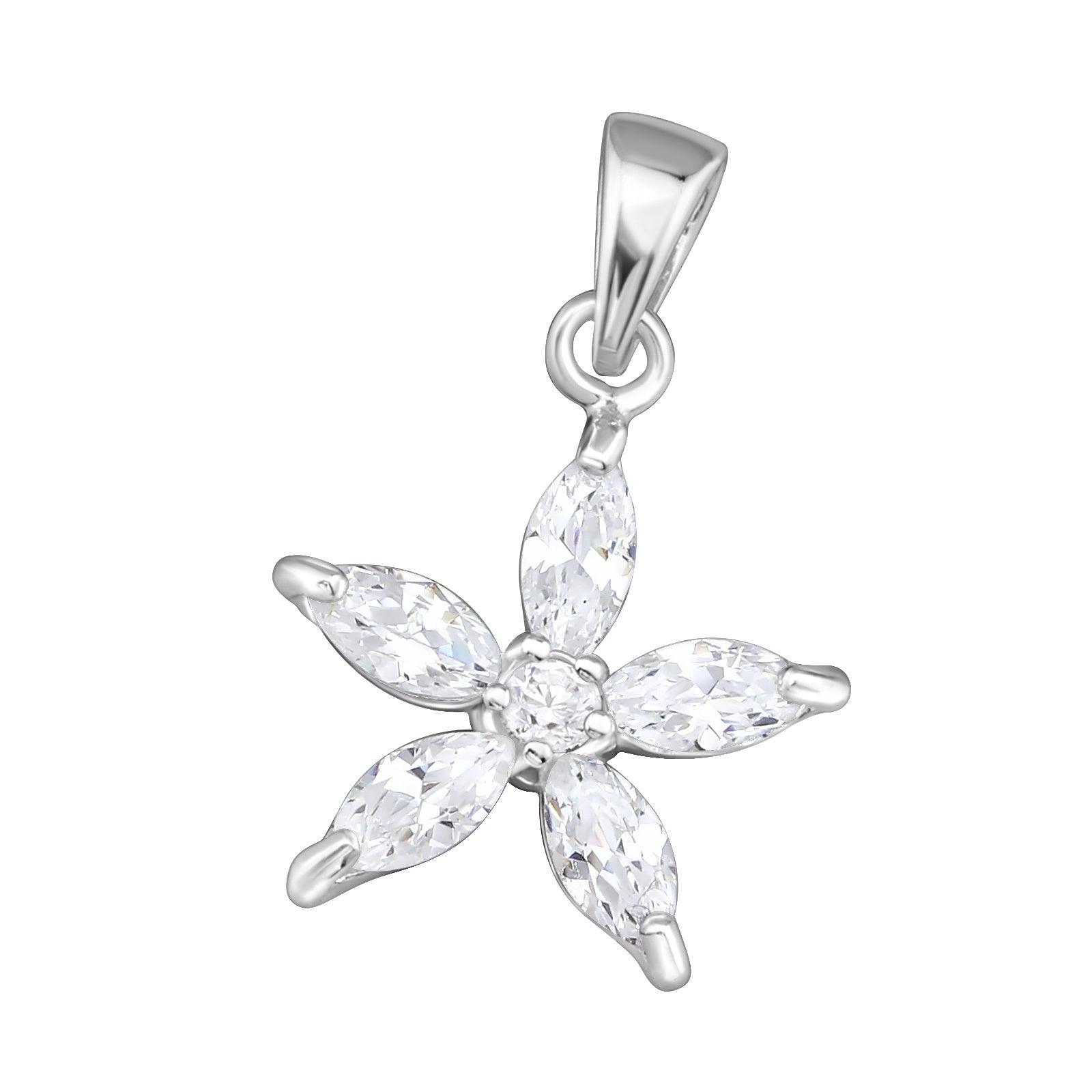 Silver pendant, Lovely Flower Pendant with CZ