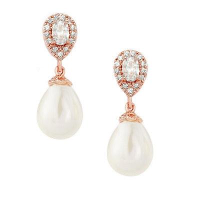 Earrings, ATHENA BRIDAL|Precious Pearl -rose gold pearl earrings