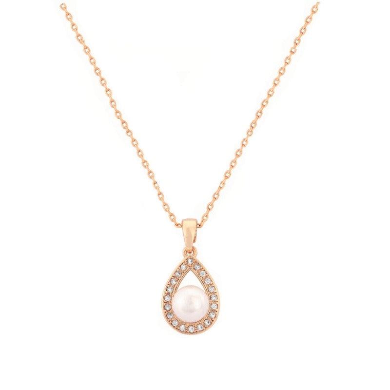 Kristallikaulakoru, ATHENA BRIDAL JEWELLERY|Pearl Teardop (rosegold)