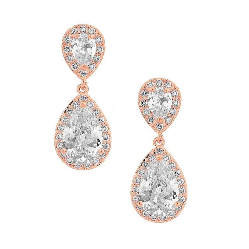 Crystal earrings, ATHENA BRIDAL|Dainty Teardrop Earrings (RG)