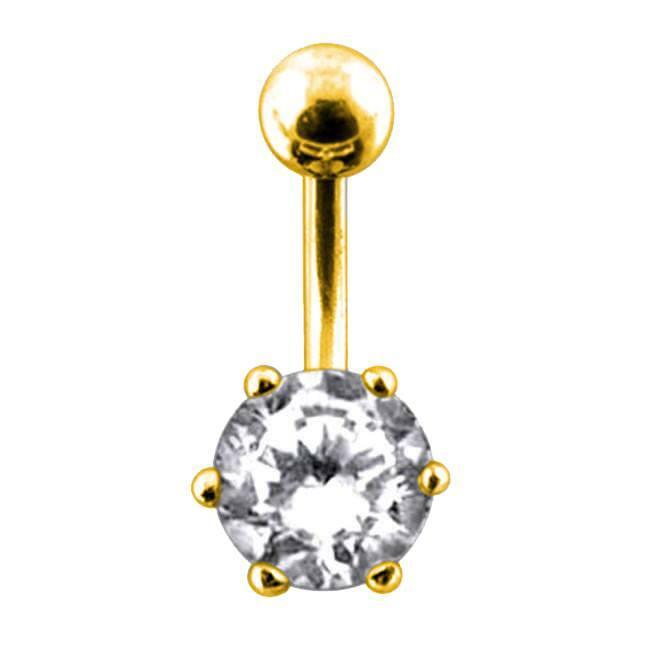 Surgical Steel Belly Button Ring, Mini Cubic Zirconia (Gold)