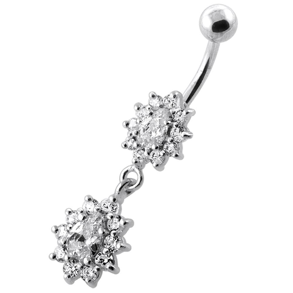 Titanium navel ring, Lucy decorated clear navel ring