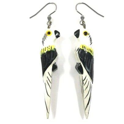 Wooden earrings, Parrot (white)