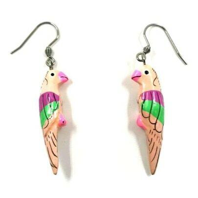 Wooden earrings, Little Parrot (light pink)