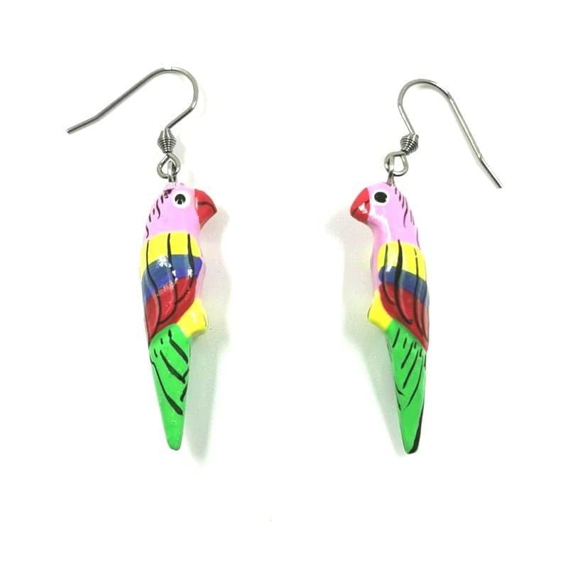 Wooden earrings, Small Parrot (multicolored)