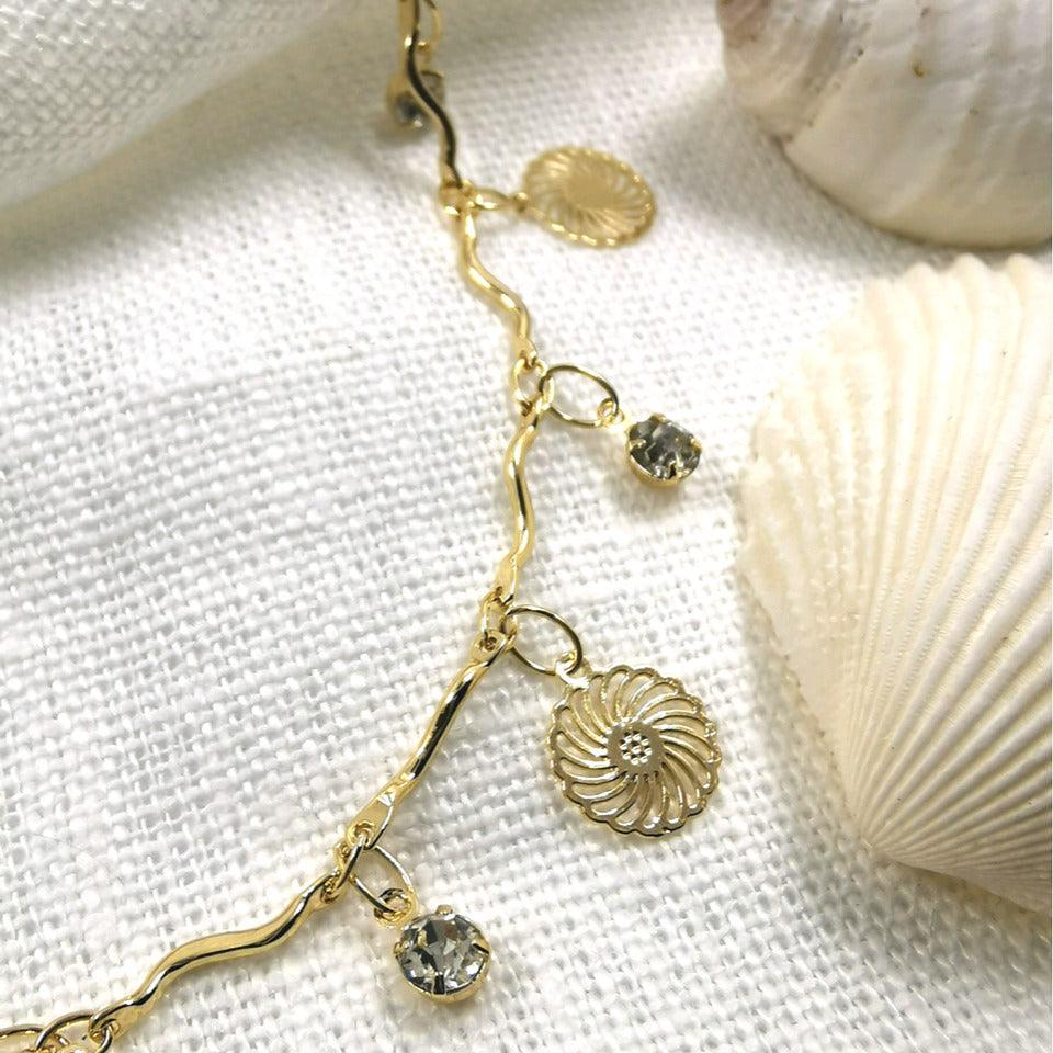 Anklet|HOLIDAY COLLECTION/Dangly Gold Anklet with Lace Decoration