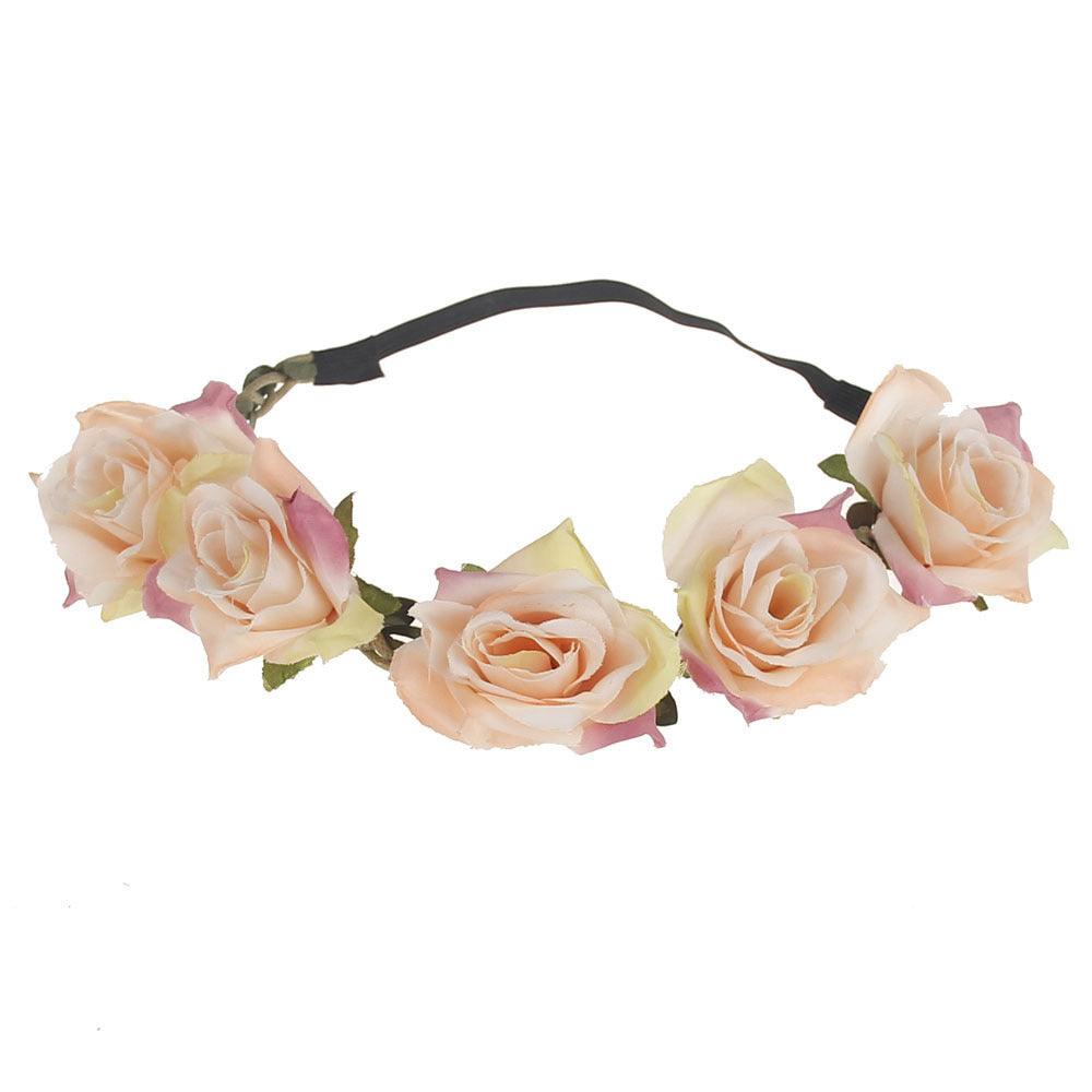 Flower headband|SUGAR SUGAR, Blush Peach Roses headband