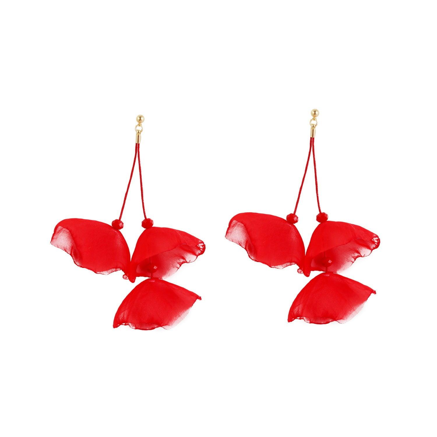 Korvakorut, FRENCH RIVIERA|Red Flower Earrings