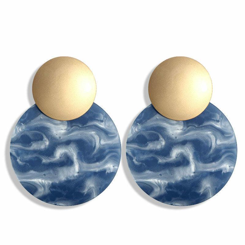 Earrings, Simple Blue Marble Earrings