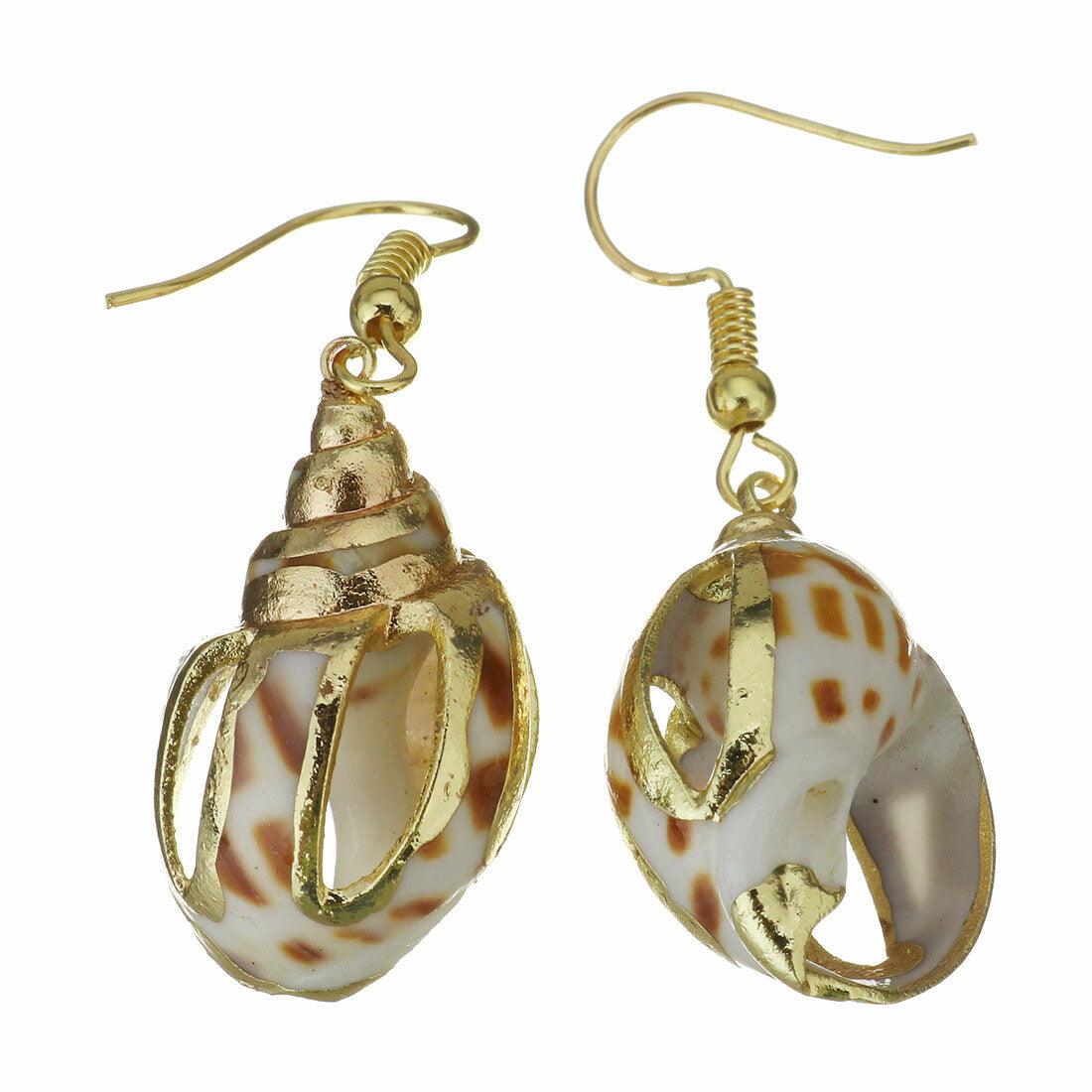 Korvakorut, PAPARAZZI|Gold and Brown Seashell Earrings