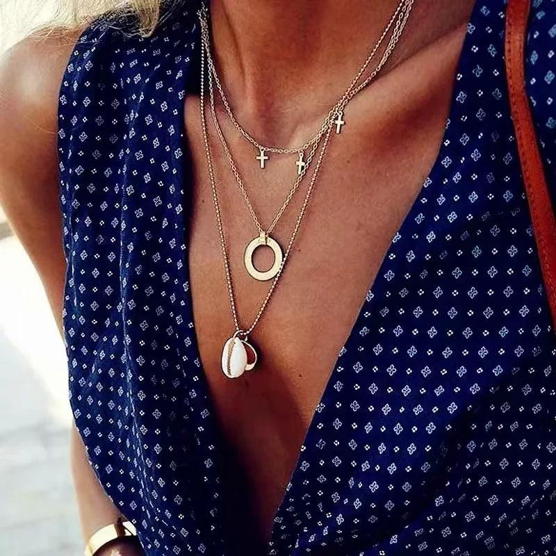 Kerroskaulakoru, FRENCH RIVIERA|Summer Layer Necklace in Gold